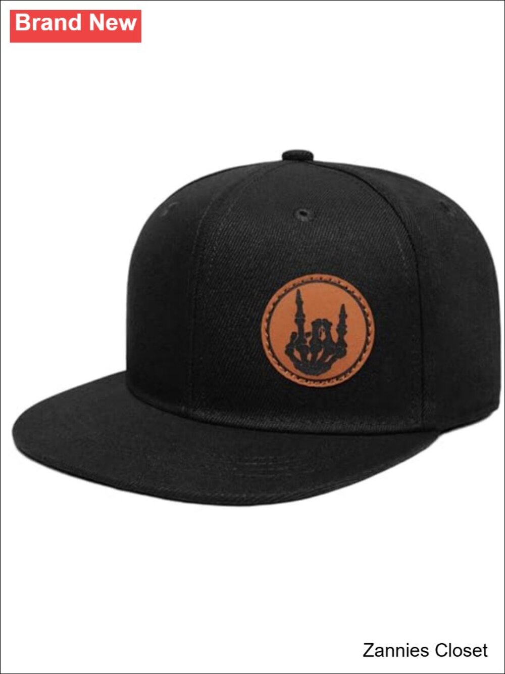 🤠 Flat Brim Snapback Hat Skull Leather Pattern Gothic Hip-Hop Cap